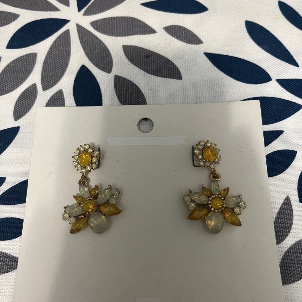 Yellow and Jade Floral Earrings